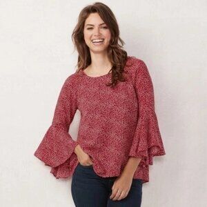 Lauren Conrad abstract pattern bell-sleeve top